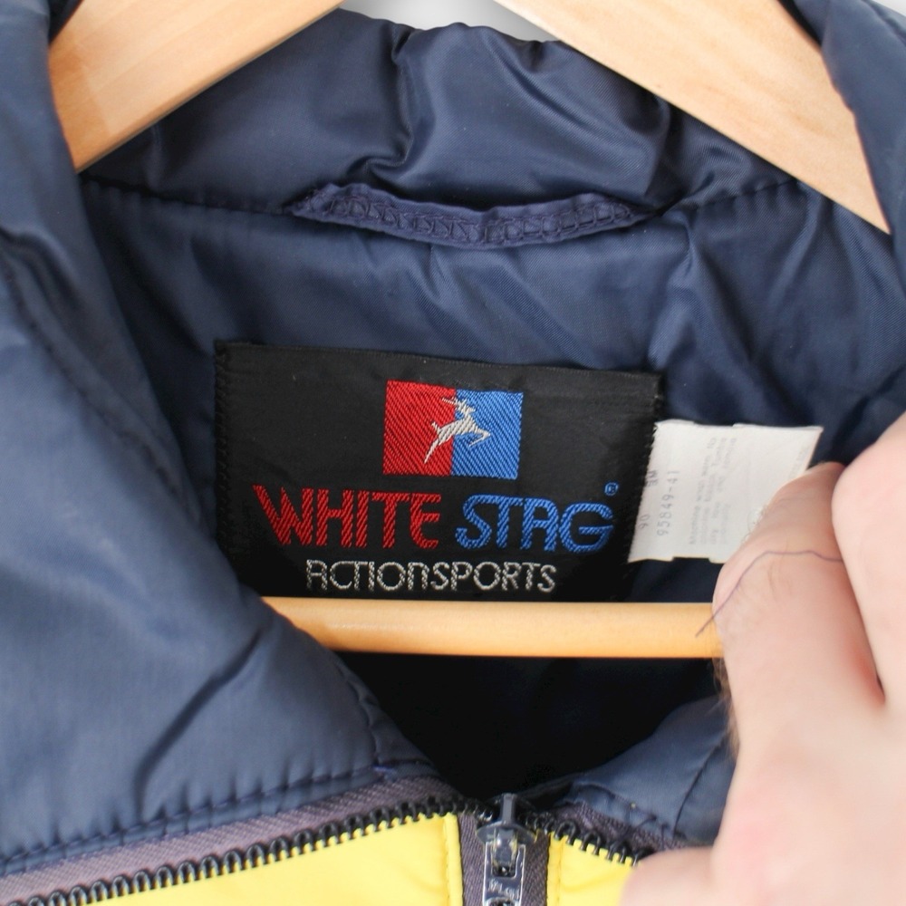 Vintage White Stag‎ Ski Jacket Blue Yellow Chevron Stripe 80s Retro Size M - Picture 4 of 6